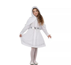 Weißes Weihnachtsmutterkostüm mit Kapuze für Mädchen