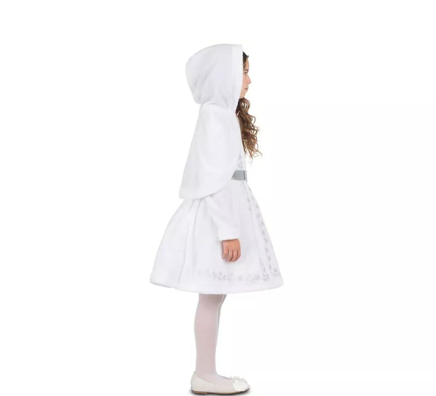 Translation missing: de.Disfraz de Mamá Noel blanca con capucha para niña
