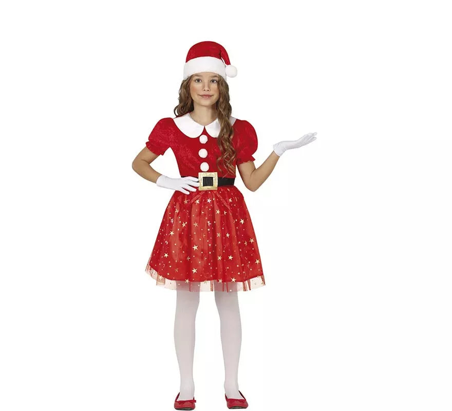 Translation missing: de.Disfraz de Mamá Noel brillante con cinturón para niña