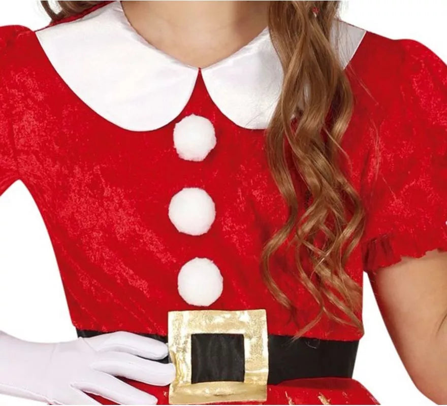 Translation missing: de.Disfraz de Mamá Noel brillante con cinturón para niña