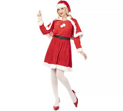 Weihnachtsmann Kostüm mit Umhang für Damen