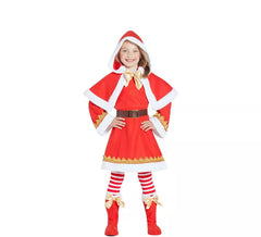 Weihnachtsmann Kostüm mit Umhang für Mädchen