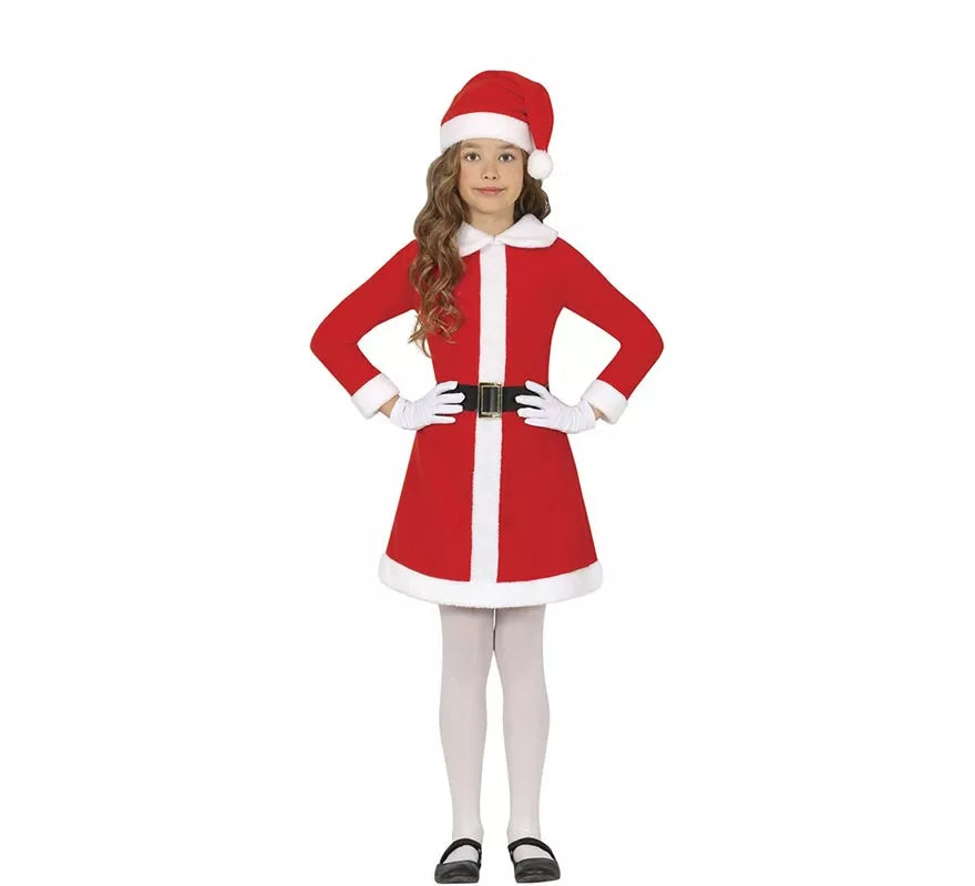 Disfraz de Mamá Noel con cinturón negro para niña