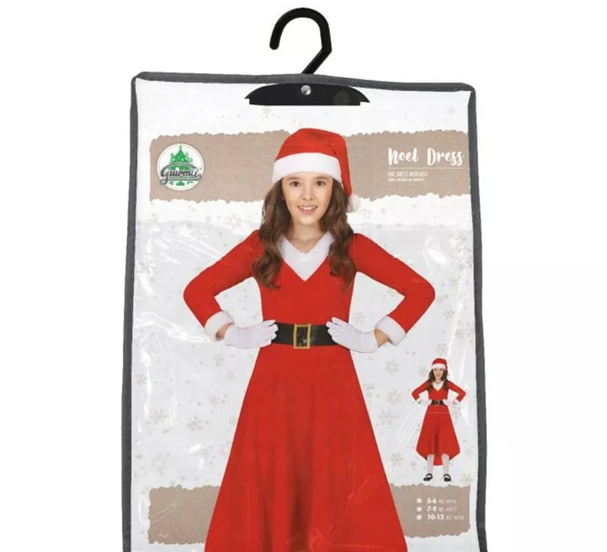 Disfraz de Mamá Noel en vestido largo para niña