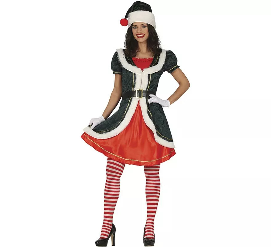 Translation missing: es.Disfraz de Mamá Noel verde con chaqueta para mujer