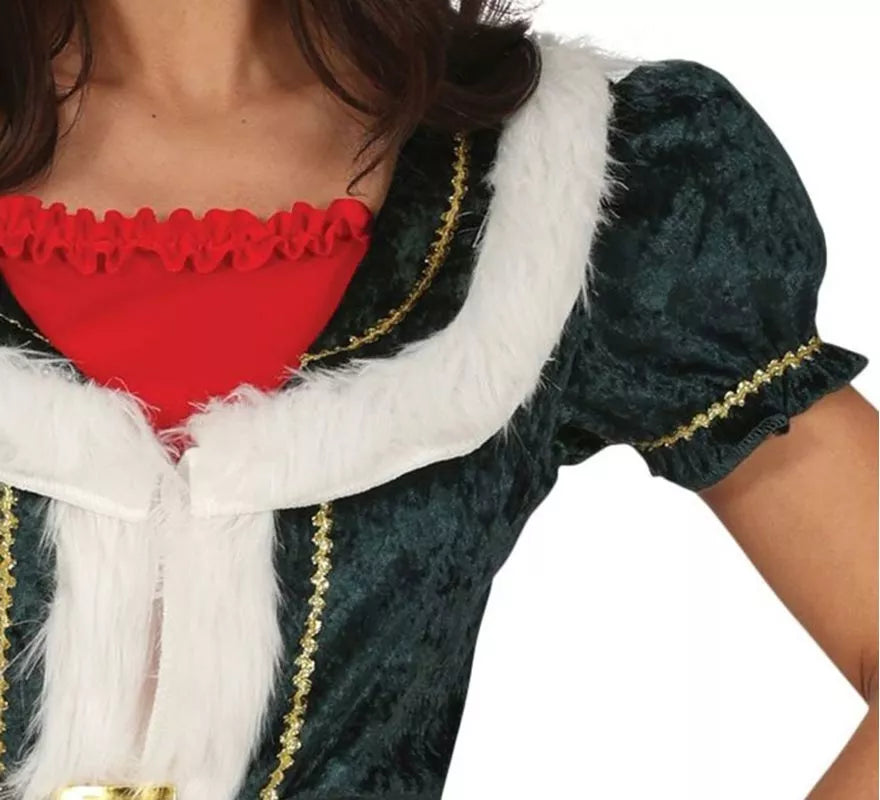 Translation missing: de.Disfraz de Mamá Noel verde con chaqueta para mujer