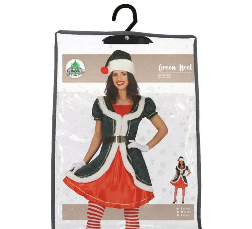 Disfraz de Mamá Noel verde con chaqueta para mujer