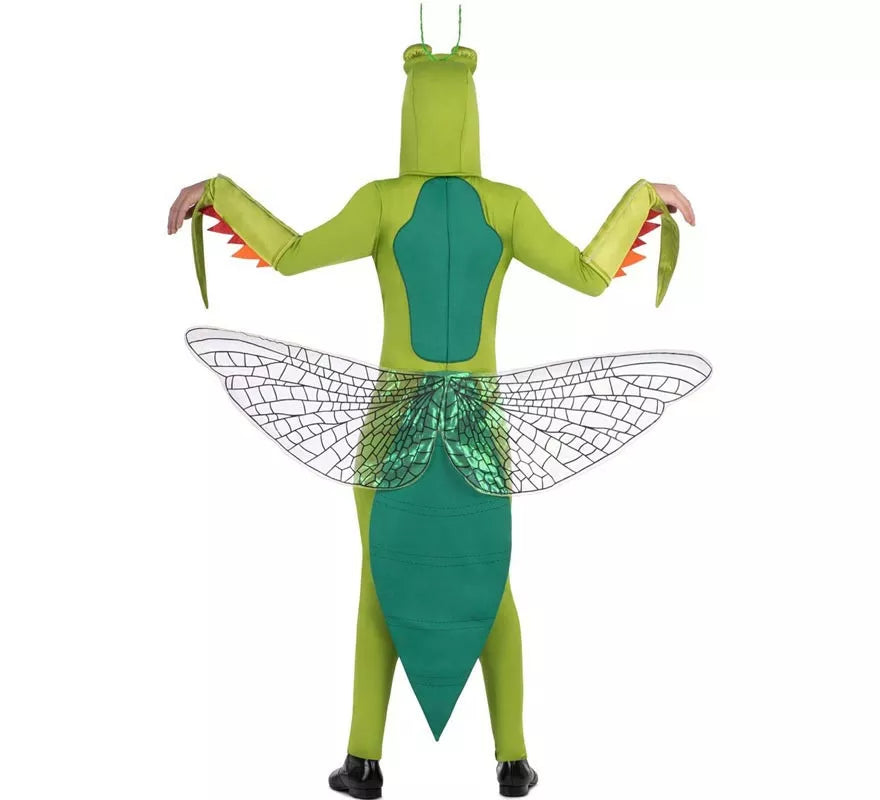 Translation missing: de.Disfraz de Mantis verde con capucha y alas para adulto