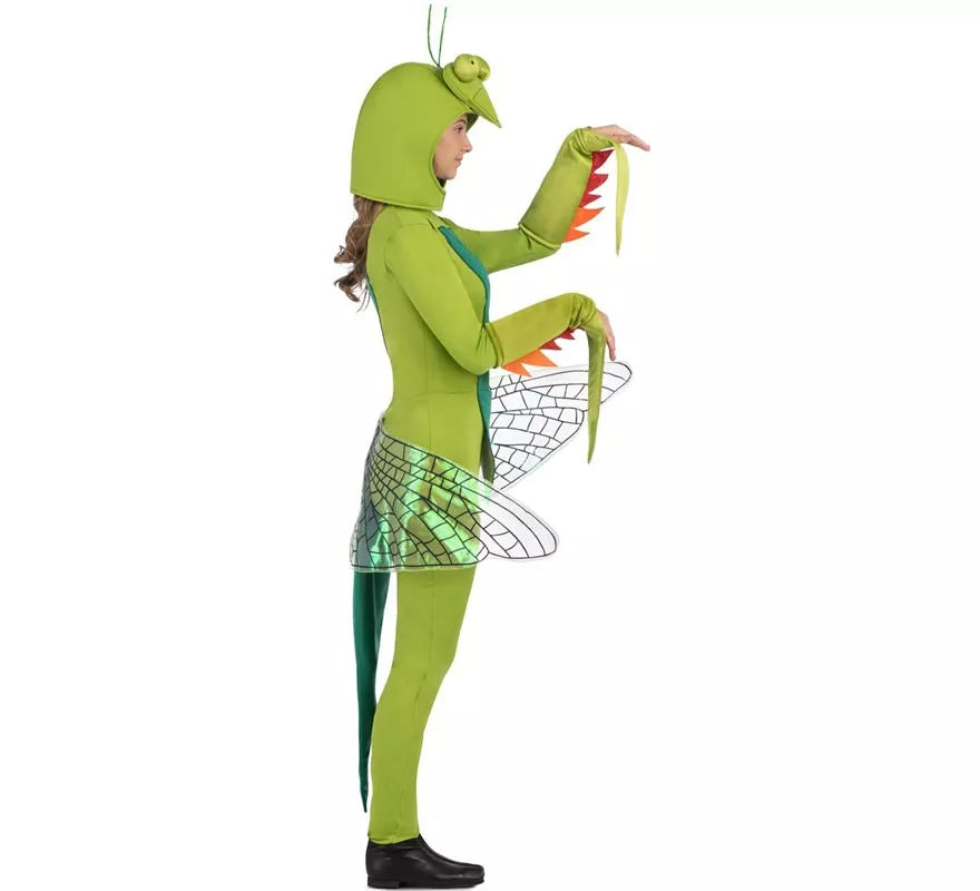 Translation missing: de.Disfraz de Mantis verde con capucha y alas para adulto