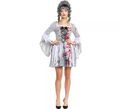 Graues Marie Antoinette Zombie-Kostüm für Damen