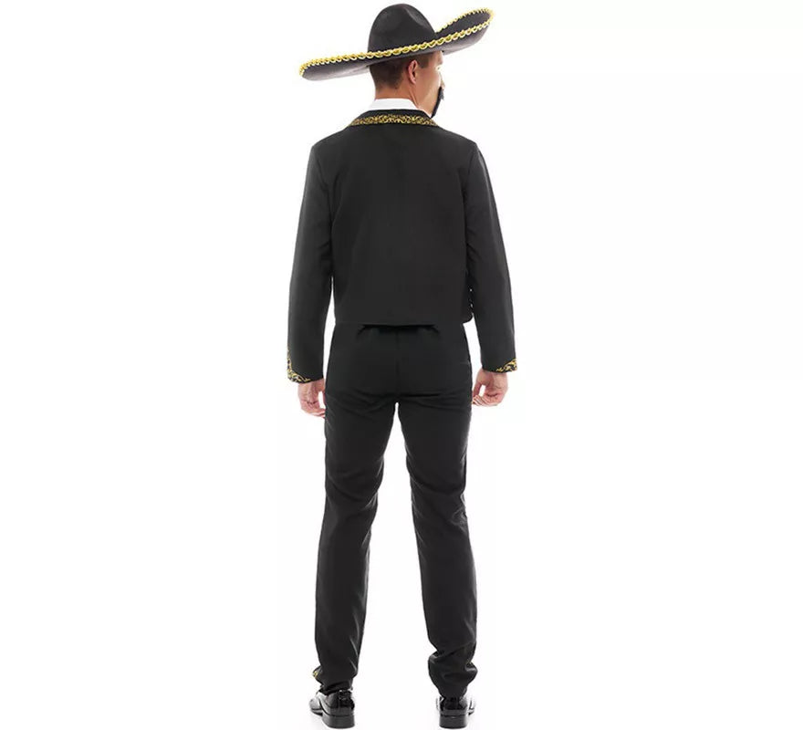 Translation missing: de.Disfraz de Mariachi Charro negro y dorado para hombre