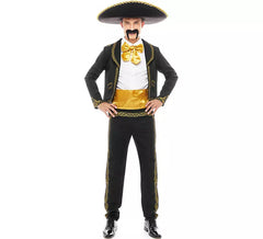 Mariachi Charro Kostüm für Herren in Schwarz und Gold