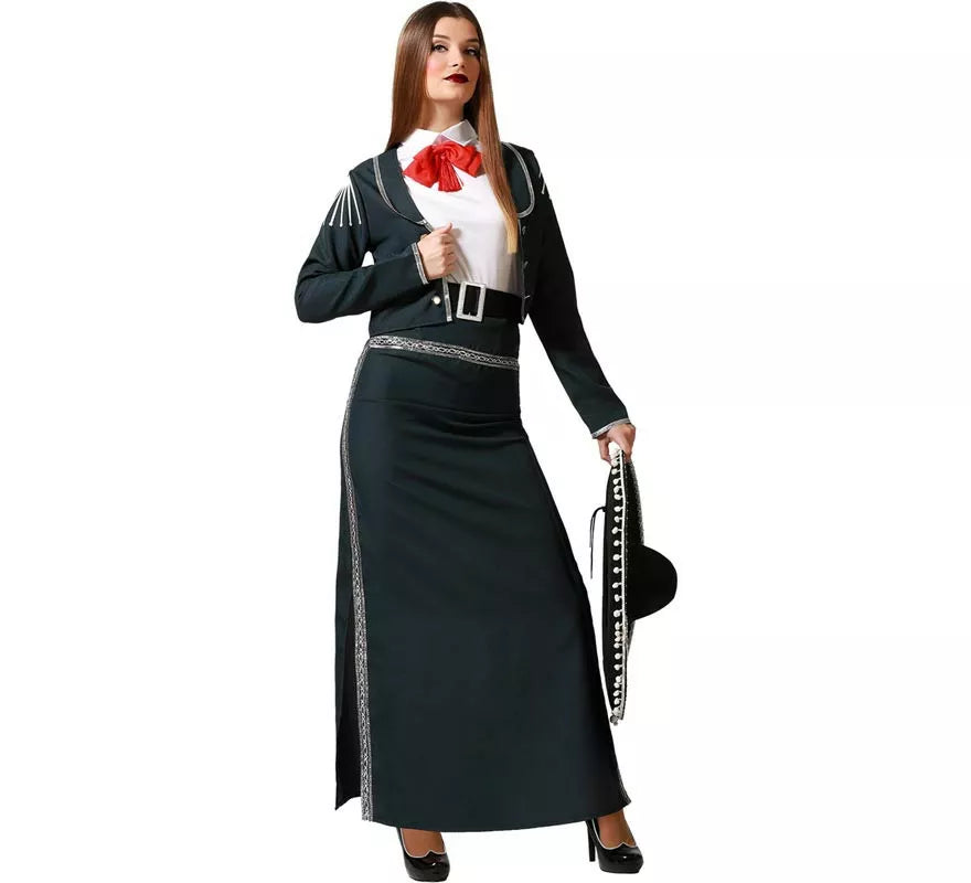 Translation missing: de.Disfraz de Mariachi falda negra con cinturón para mujer