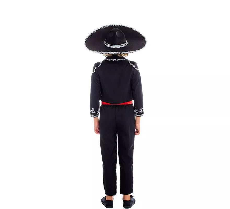Translation missing: de.Disfraz de Mariachi Mexicano Negro y Rojo para niño