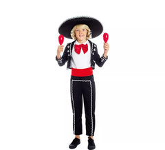 Schwarz-rotes mexikanisches Mariachi-Kostüm für Jungen