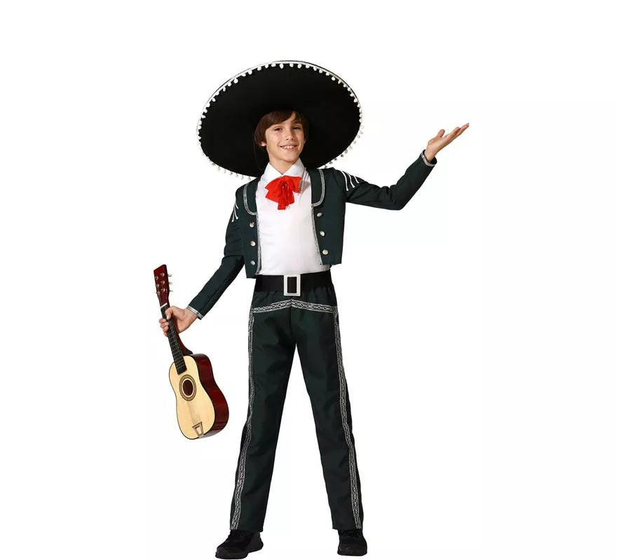 Translation missing: de.Disfraz de Mariachi negro con cinturón para niño