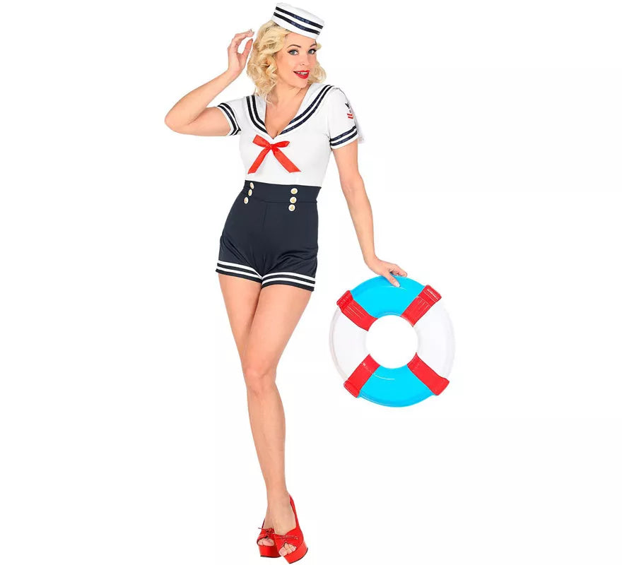 Disfraz de Marinera con Shorts Altos para mujer