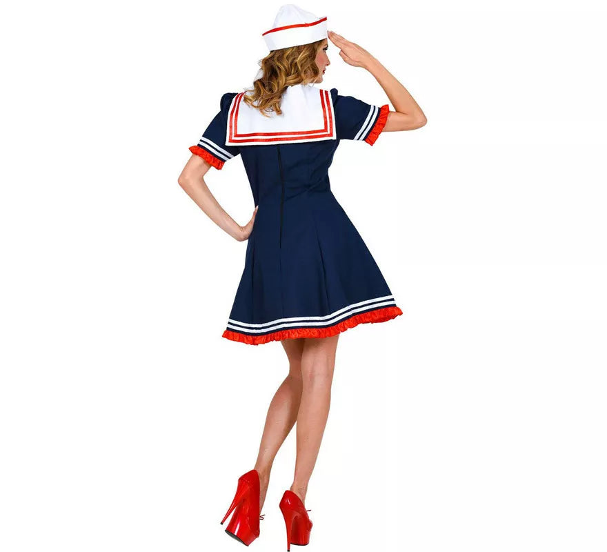 Disfraz de Marinera Vestido con Lazo Rojo para mujer