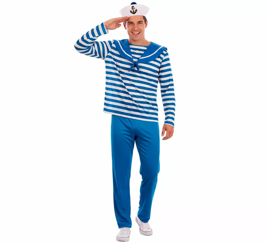 Translation missing: de.Disfraz de Marinero azul a rayas para hombre