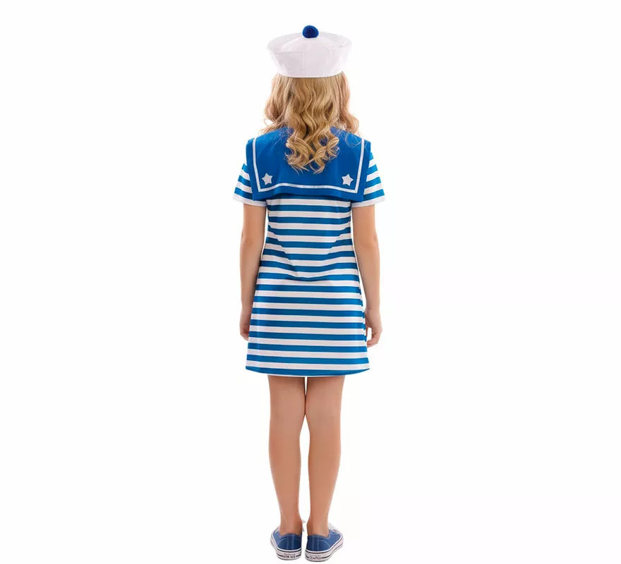 Translation missing: de.Disfraz de Marinero azul a rayas para niña