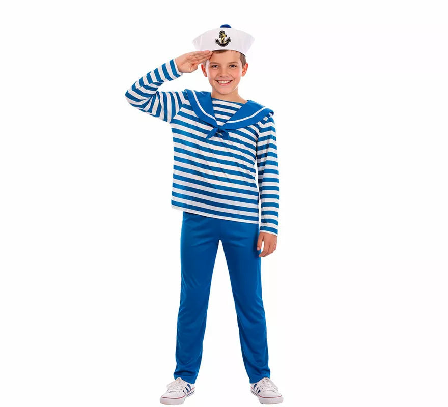 Translation missing: de.Disfraz de Marinero azul a rayas para niño