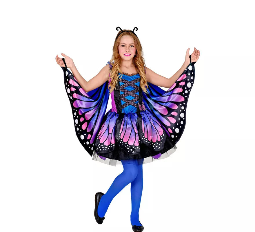 Translation missing: de.Disfraz de Mariposa Azul con Alas para niña