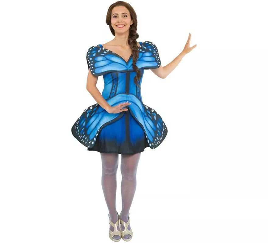 Translation missing: de.Disfraz de Mariposa azul y negro acampanado para mujer