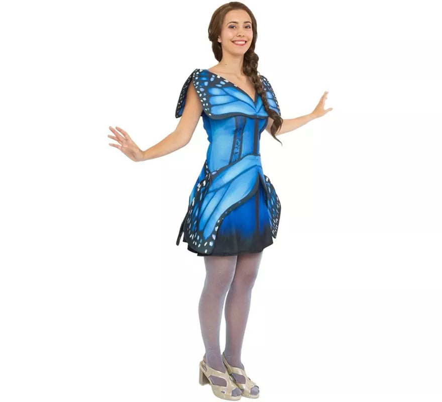 Translation missing: de.Disfraz de Mariposa azul y negro acampanado para mujer