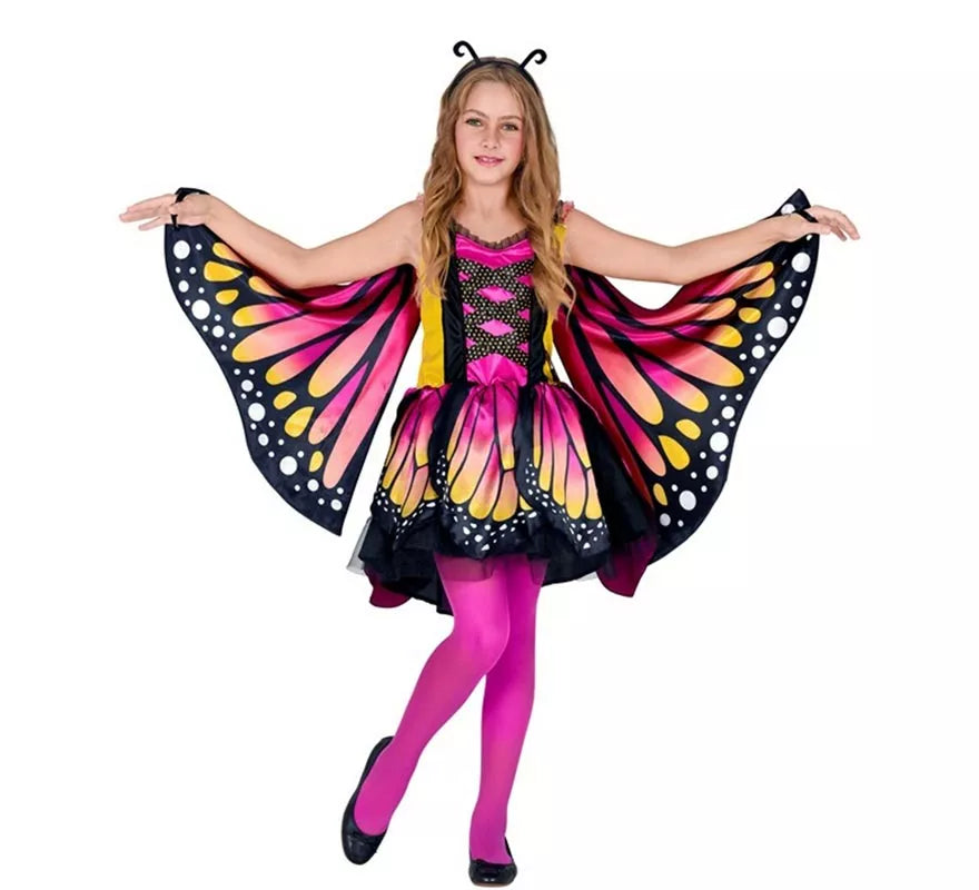 Translation missing: de.Disfraz de Mariposa rosa con Alas para niña