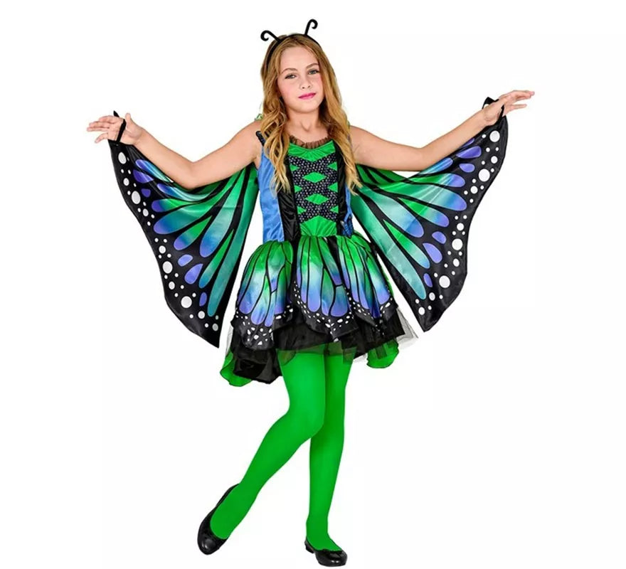Translation missing: de.Disfraz de Mariposa verde con Alas para niña