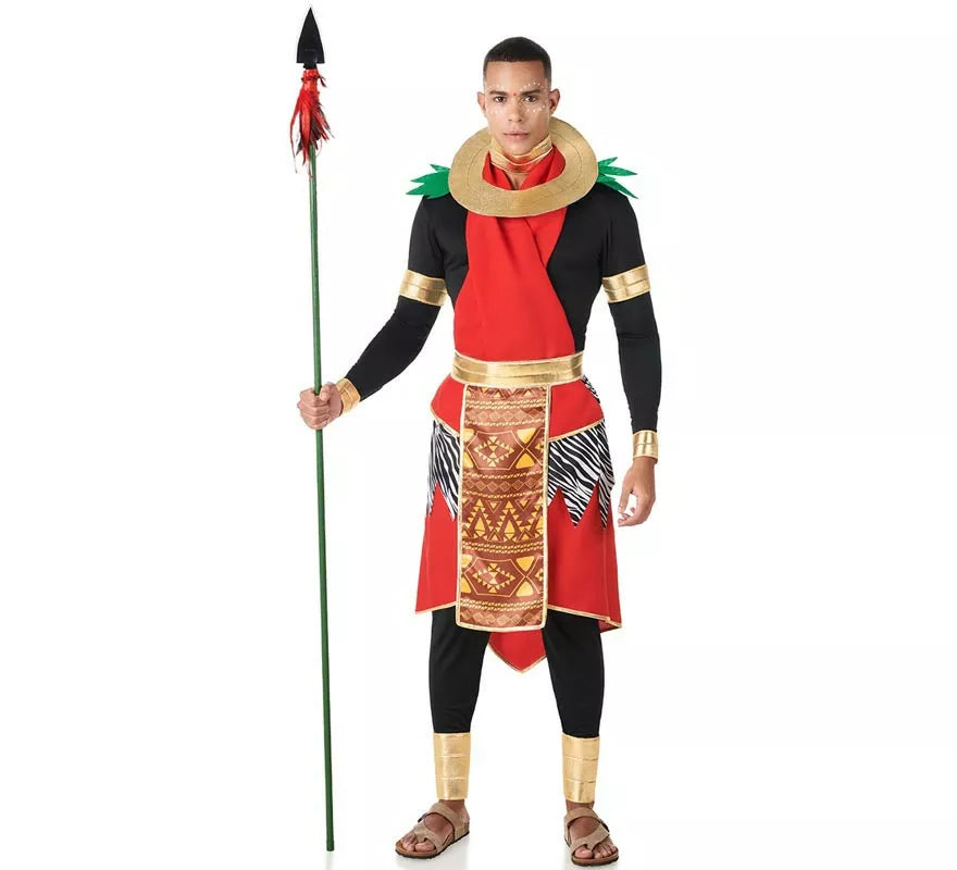 Translation missing: de.Disfraz de Masai Africano rojo elegante para hombre
