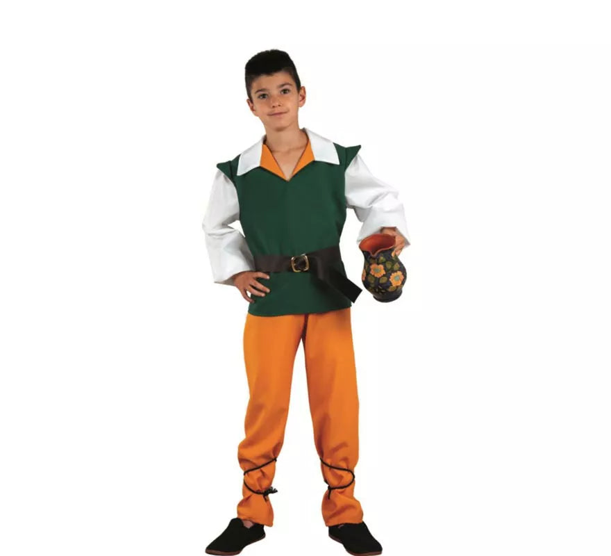 Translation missing: de.Disfraz de Medieval verde y naranja para niño