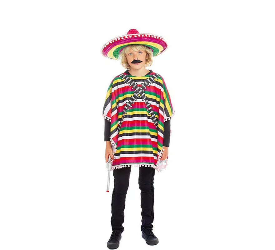 Translation missing: de.Disfraz de Mejicano poncho multicolor para niño