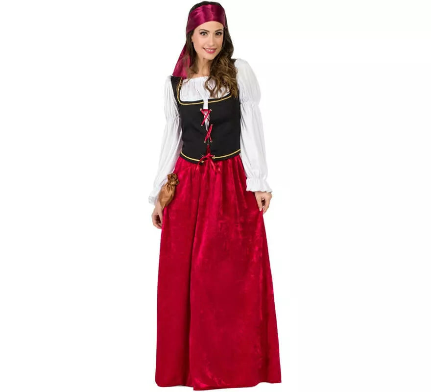 Translation missing: de.Disfraz de Mesonera Medieval Granate para mujer