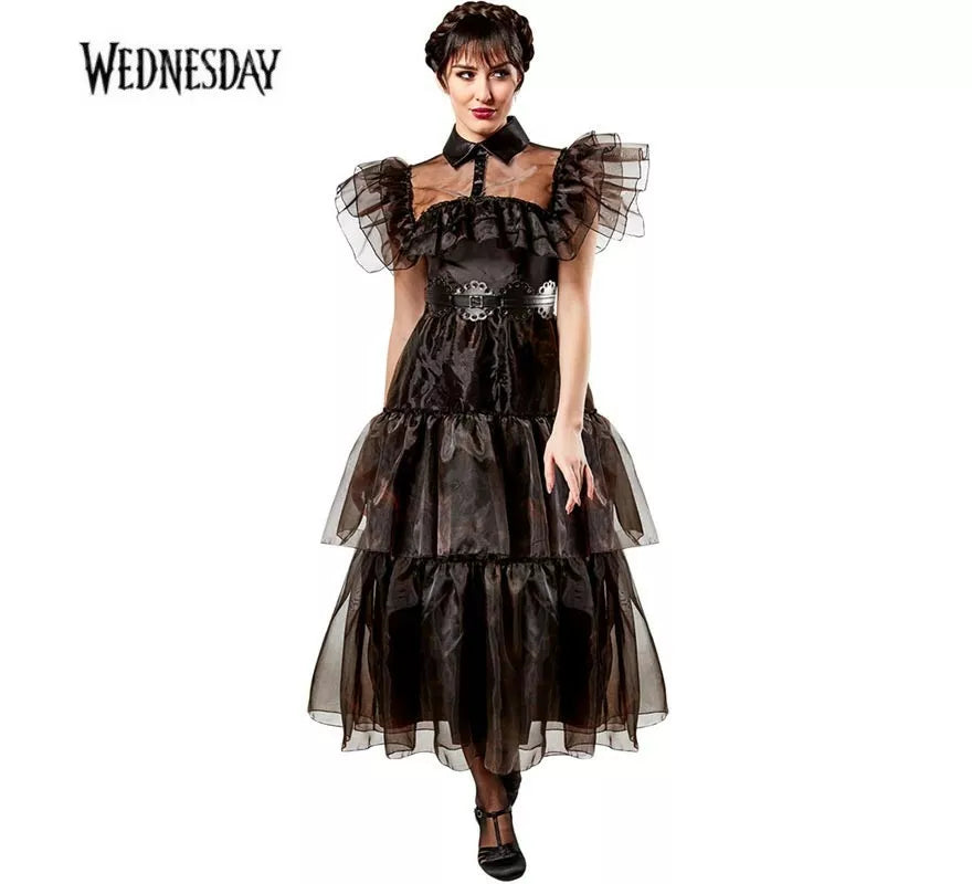 Translation missing: de.Disfraz de Miércoles vestido de baile negro deluxe para mujer