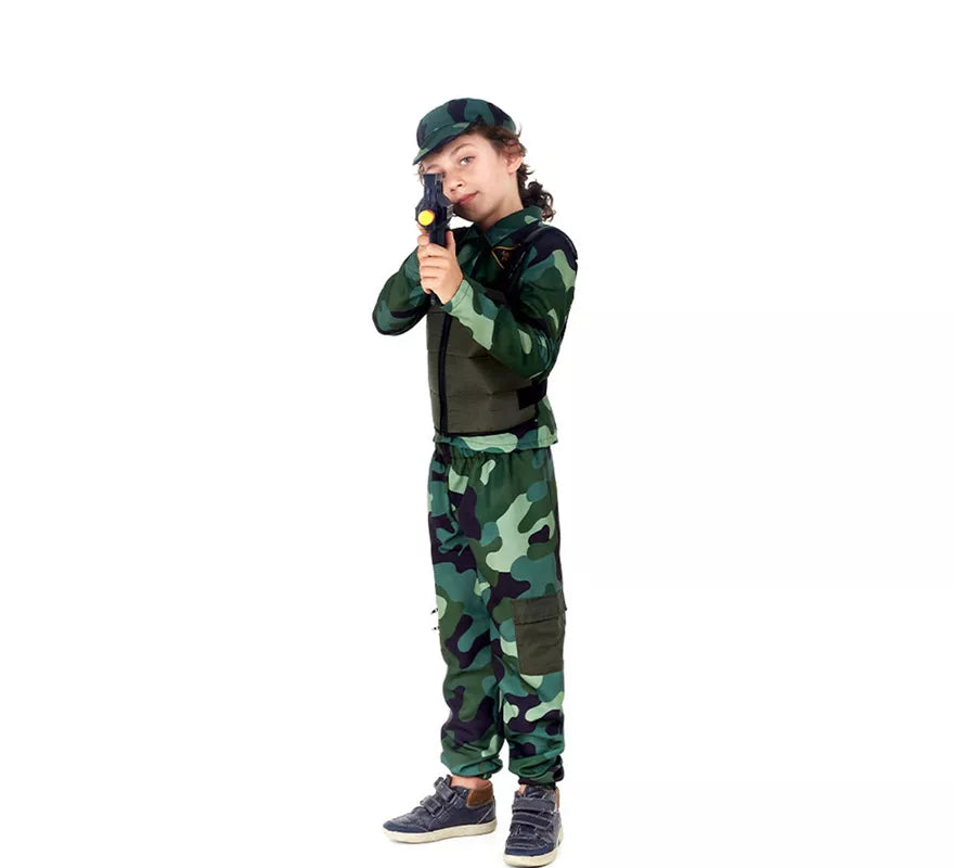 Translation missing: de.Disfraz de Militar verde Camuflado con Gorra para niños