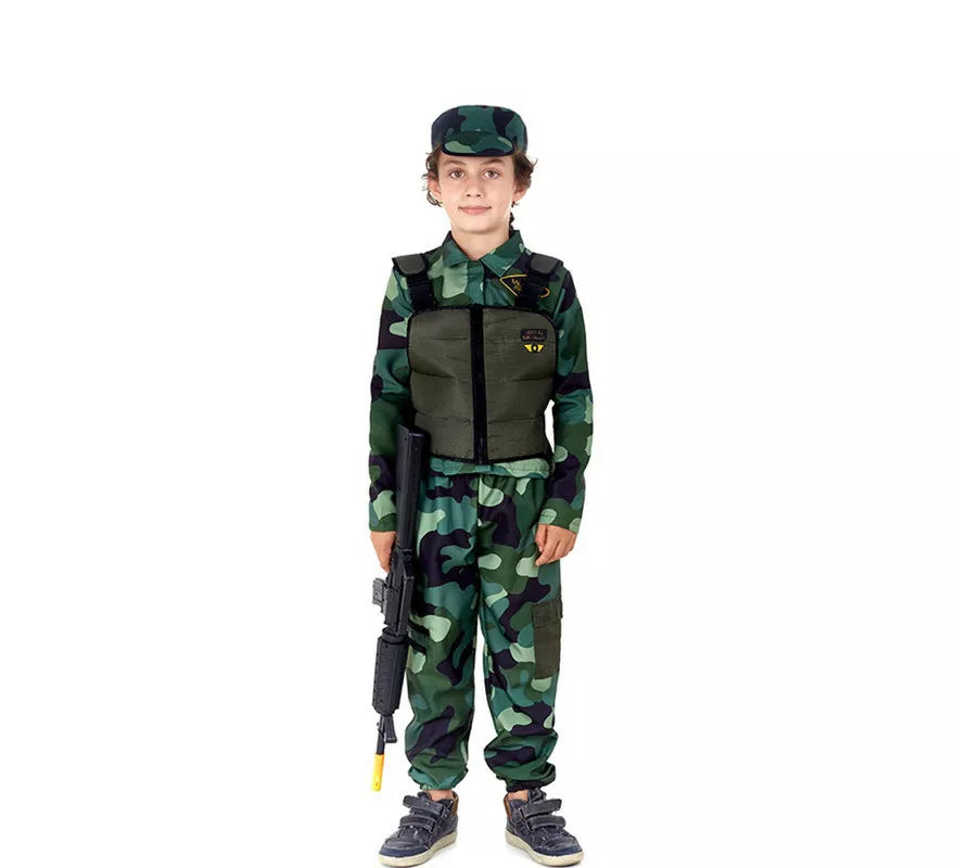Translation missing: de.Disfraz de Militar verde Camuflado con Gorra para niños
