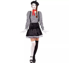 Gestreiftes Mime-Kostüm für Damen