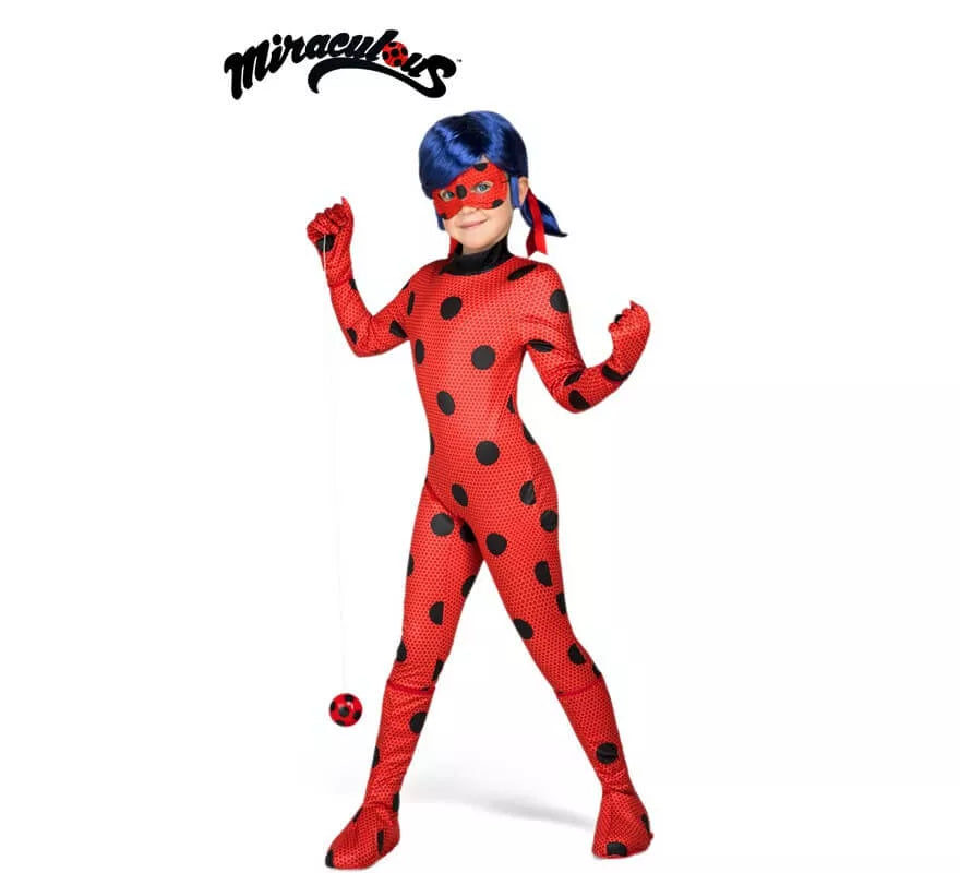 Translation missing: de.Disfraz de Miraculous Ladybug con peluca para niña
