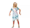 Disfraz de Miss Zombie vestido azul para niña