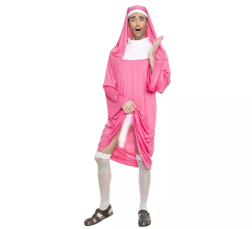 Translation missing: de.Disfraz de Monja Rosa para hombre