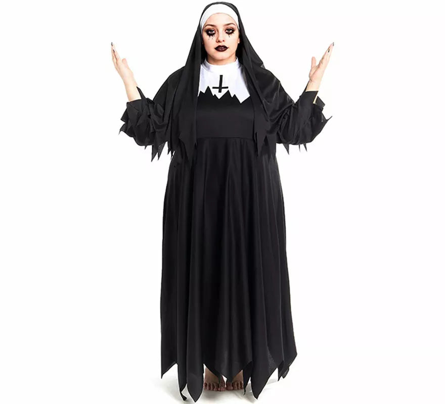 Disfraz de Monja Zombie túnica con picos para mujer