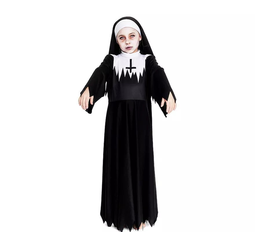 Translation missing: de.Disfraz de Monja Zombie túnica con picos para niña