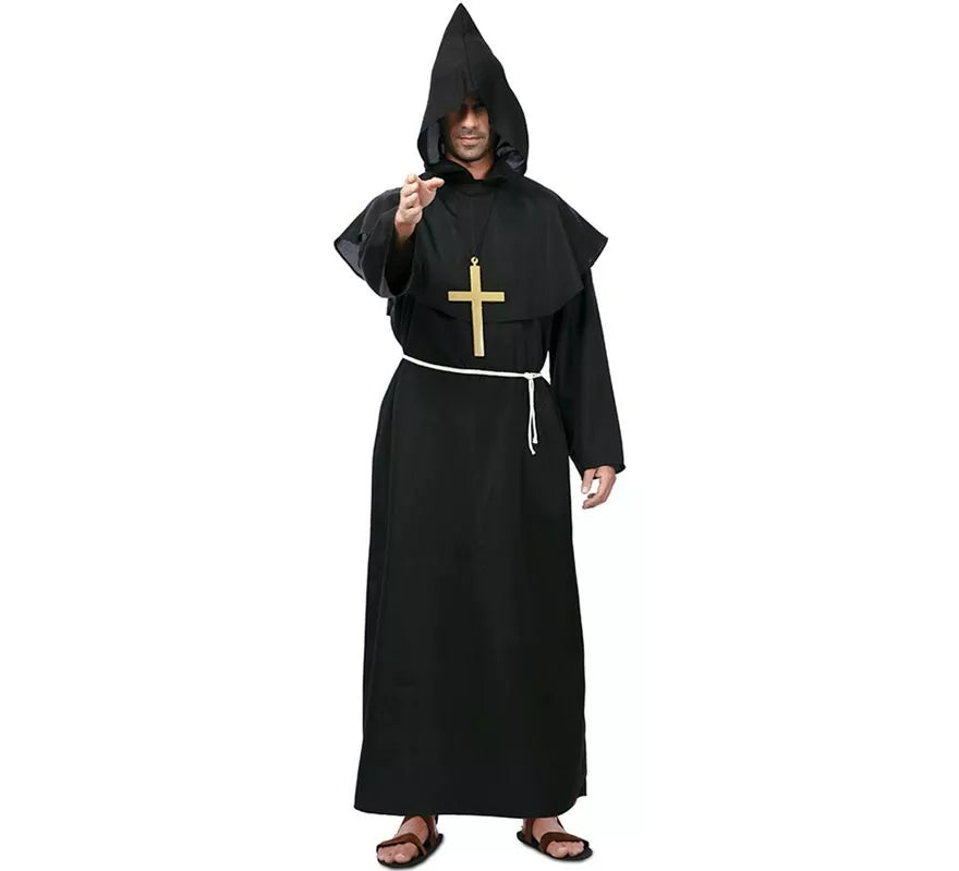 Translation missing: de.Disfraz de Monje medieval oscuro con cruz para hombre