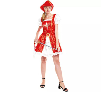 Disfraz de Mosquetera Roja en Vestido para mujer