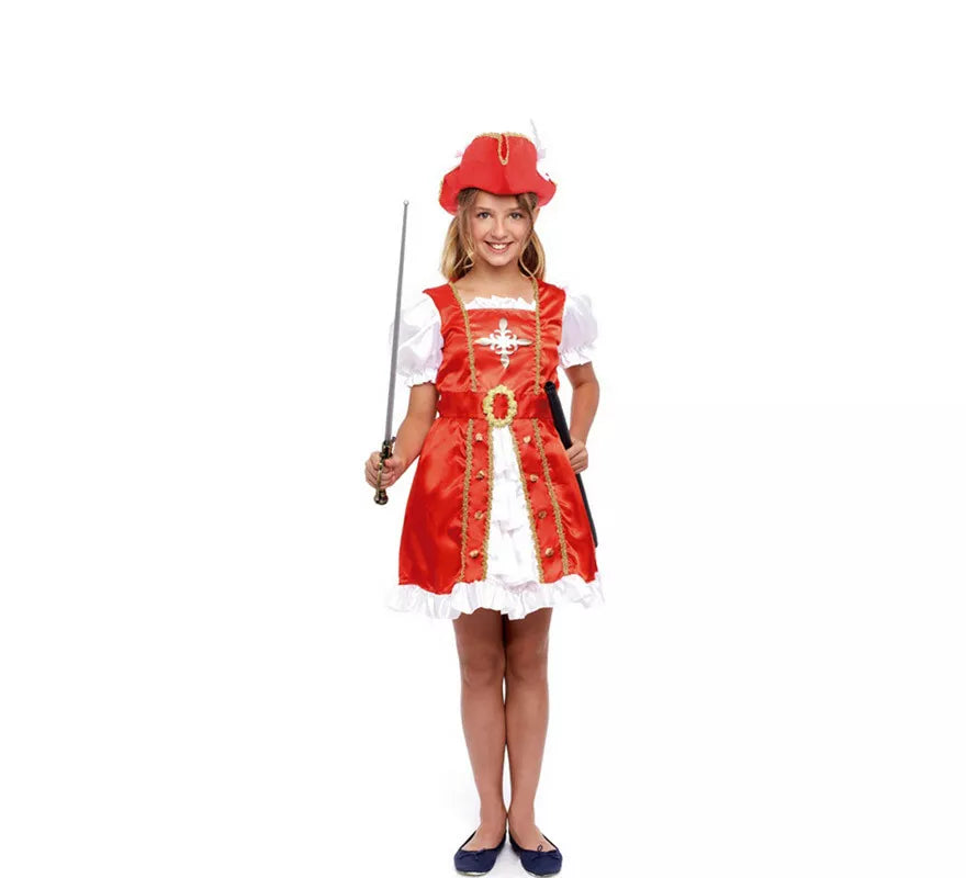 Translation missing: de.Disfraz de Mosquetera Roja en Vestido para niña