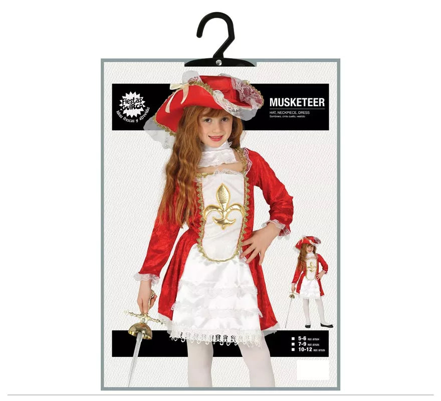 Translation missing: de.Disfraz de Mosquetera roja Flor de Lis para niña
