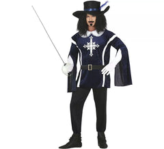 Elegantes blaues Musketier Kostüm für Herren