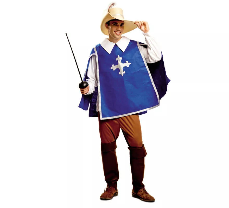Translation missing: de.Disfraz de Mosquetero azul para hombre