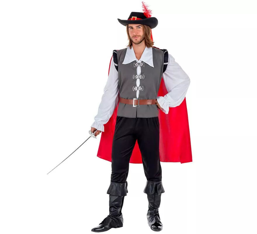 Translation missing: de.Disfraz de Mosquetero Gris para hombre